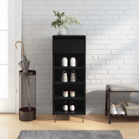 Shoe Cabinet Black Engineered Wood Medium Shoe Cabinet
