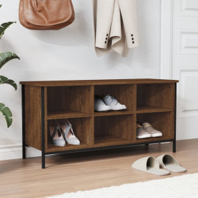 Shoe Cabinet Brown Oak Engineered wood, Powder-coated s...
