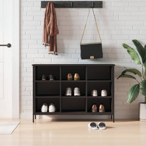 Shoe Cabinet Black Engineered wood Shoe Cabinet Rectang...