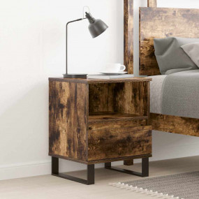 Bedside Cabinet Smoked Oak Engineered Wood 15.7-19.7 in
