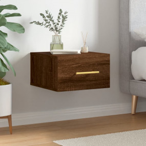 Wall-mounted Bedside Cabinet Brown oak Engineered wood