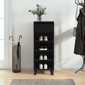 Shoe Cabinet Black Engineered wood Medium Shoe Storage ...
