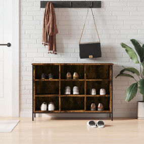 Shoe Cabinet Smoked oak Engineered wood, powder-coated ...