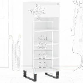 Shoe Cabinet Glossy white Engineered wood, metal
