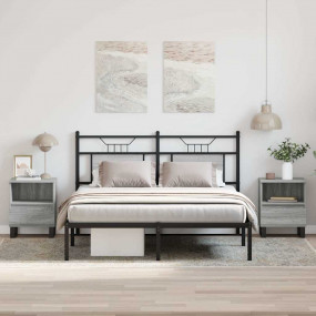 Bedside Cabinet Set of 2 Grey Sonoma Engineered Wood, M...