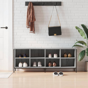 Shoe Cabinet Grey sonoma Engineered wood, powder-coated...