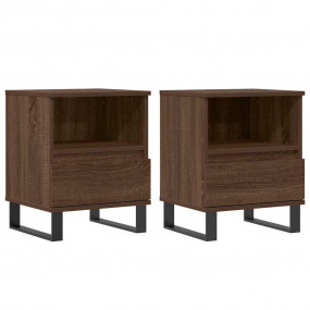 Bedside Cabinet Set of 2 Brown oak Engineered wood, met...