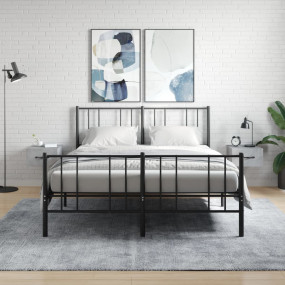 Wall-mounted Bedside Cabinet Set of 2 Concrete grey Eng...