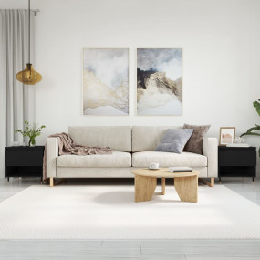 Coffee Table Set of 2 Black Engineered wood and metal M...
