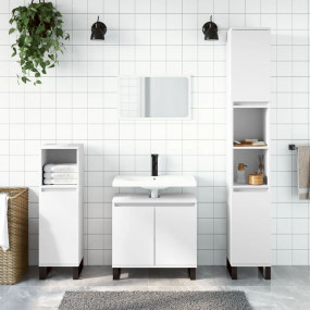 Bathroom Cabinet White Engineered wood, iron Tall Moder...