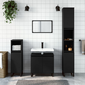 Bathroom Cabinet Black Engineered wood, iron Tall