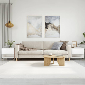 Coffee Table Set of 2 High Gloss White Engineered Wood,...