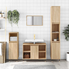 Bathroom Cabinet Sonoma Oak Engineered Wood Tall Bathro...