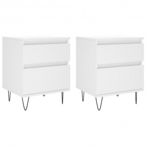 Bedside Cabinet Set of 2 White Engineered wood, metal M...