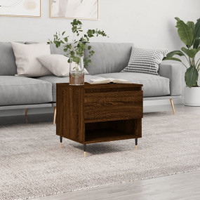 Coffee Table Brown Oak Engineered Wood, Metal Compact