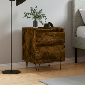Bedside Cabinet Smoked oak Engineered wood and metal Me...