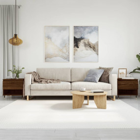 Coffee Table Set of 2 Brown Oak Engineered Wood, Metal ...