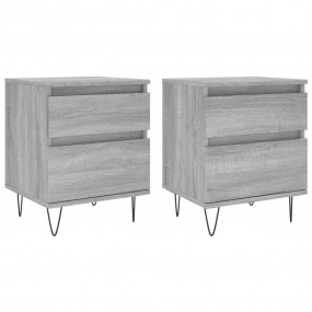Bedside Cabinet Set of 2 Grey Sonoma Engineered wood Me...