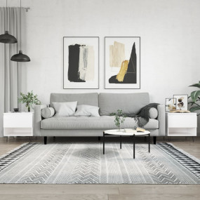 Coffee Table Set of 2 White Engineered wood, metal Medi...