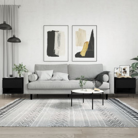 Coffee Table Set of 2 Black Engineered wood, metal Medi...
