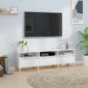 TV Cabinet White Engineered Wood 59.1 in long TV Cabine...