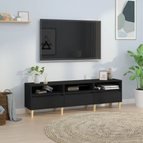 TV Cabinet Black Engineered wood, eucalyptus wood Large