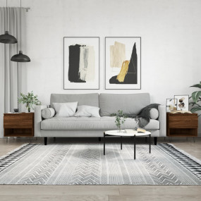 Coffee Table Set of 2 Brown Oak Engineered wood, Metal ...