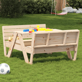 Picnic Table Natural Wood Solid Pine Wood Medium Seats ...