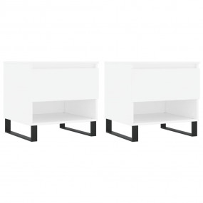 Coffee Table Set of 2 White Engineered wood and metal M...