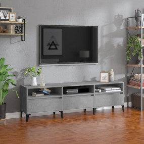 TV Cabinet Concrete Grey Engineered Wood, Metal