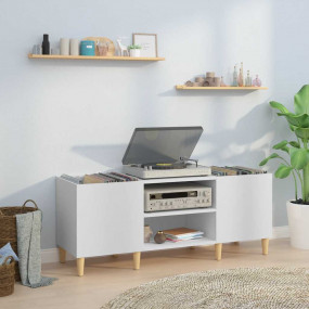 Record Cabinet White Engineered wood, solid eucalyptus ...