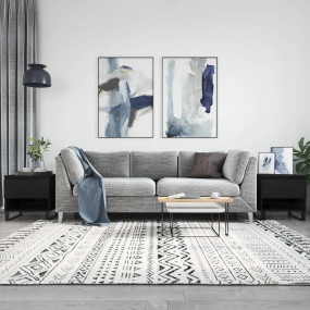 Coffee Table Set of 2 Black Engineered wood, Metal Medi...