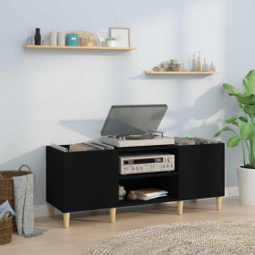 Record Cabinet Black Engineered wood, solid eucalyptus ...