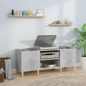 Record Cabinet Concrete Grey Engineered Wood, Solid Euc...