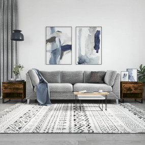Coffee Table Set of 2 Smoked Oak Engineered Wood Medium