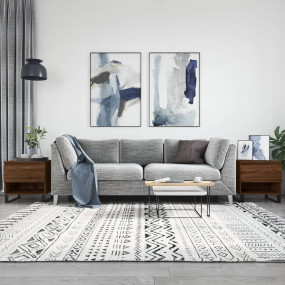 Coffee Table Set of 2 Brown Oak Engineered Wood, Metal ...