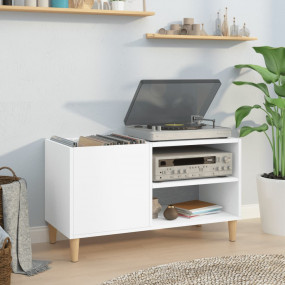 Record Cabinet White Engineered wood, solid eucalyptus ...