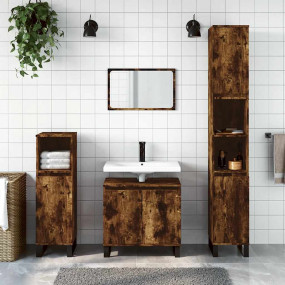 Bathroom Cabinet Smoked Oak Engineered wood, iron Mediu...