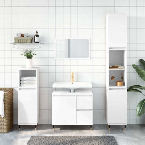 Bathroom Cabinet White Engineered Wood Standard Adjusta...