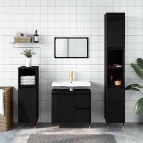 Bathroom Cabinet Black Engineered wood, iron Medium