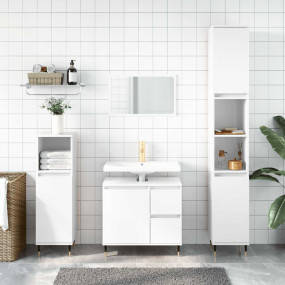 Bathroom Cabinet High gloss white Engineered wood, iron