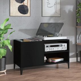 Record Cabinet Black Engineered wood, metal Medium Reco...