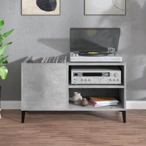 Record Cabinet Concrete Grey Engineered Wood, Metal Med...