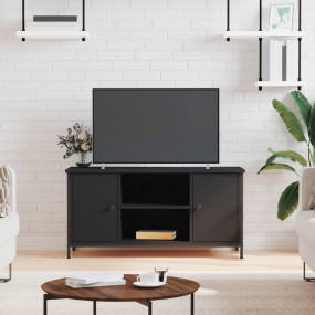 Tv Cabinet Black Engineered wood, Iron Medium Tv Cabine...