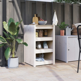 Outdoor Kitchen Cabinet White Solid Pine Wood Medium Mo...