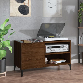 Record Cabinet Brown Oak Engineered Wood Medium Cabinet