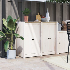 Outdoor Kitchen Door Set of 2 White Solid pine wood