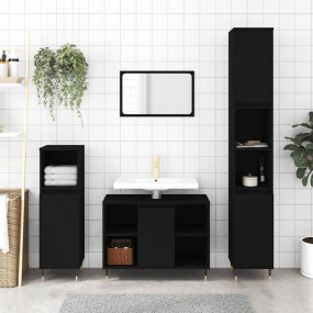Bathroom Cabinet Black Engineered wood, Iron 31.5x13.0x...