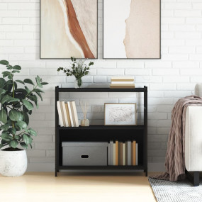 Bookshelf Black Engineered wood, Iron Adjustable Feet B...