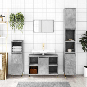 Bathroom Cabinet Concrete gray Engineered wood, iron Me...